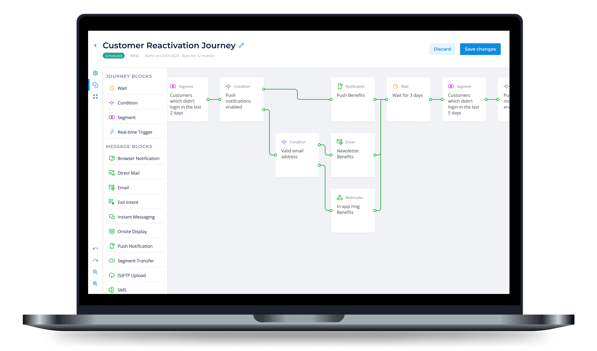 Visual design of the Customer Journey Builder blocks